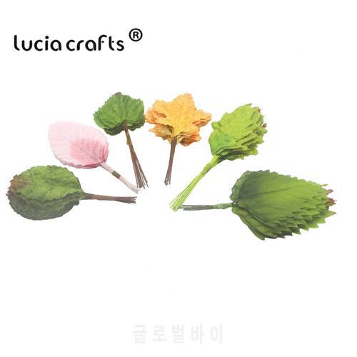 Lucia crafts 24/72pcs Artificial Leaves Florist DIY Home Party Wedding Decor Scrapbooking Craft A0706
