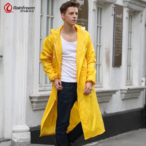 Rainfreem Men/Women Raincoat Impermeable Rain Jacket Plus Size S-6XL Yellow Poncho Camping Rainwear Hooded Rain Gear Clothes