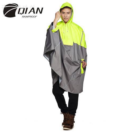 QIAN RAINPROOF Impermeable Outdoor Fashionable Rain Poncho Backpack Reflective Tape Design Climbing Hiking Travel Rain Cover