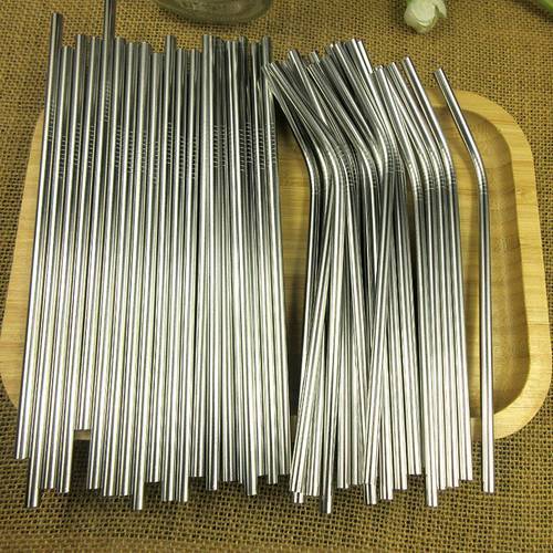 200pcs Bend & Straight Stainless Steel Straw 6mm Drinking Straws 8.5