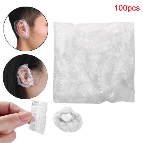 100 Pcs/Set Disposable Earmuffs Salon Hair Dye Clear Ear Cover Bathroom Products Ear Protection Waterproof Transparent