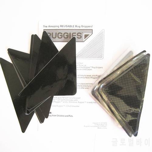 Anti-skid Pad household Supplies Carpet Mat Washable Triangular Shape Rug accessories Reusable black Silicone pad 4pcs/pack
