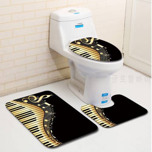 Zeegle Creative HD Printing 3Pcs Bathroom Rugs Anti-slip Toilet Mats Set Washroom Floor Mats Absorbent Bath Rug Shower Foot Pads