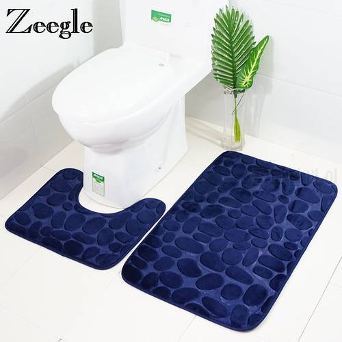 Memory Foam Bath Mat for Bathroom Carpet Rug Toilet Floor Mat Non-Slip Shower Room Foot Pad Bath Rugs Toilet Absorbent Bath Mat
