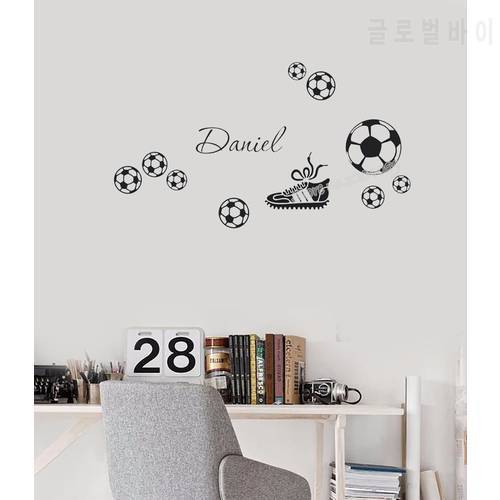 Football Shoes Custom Name Wall Stickers Personalized Soccer Shoes Decal Home DIY Decor Kids Room Removable mural poster EA941