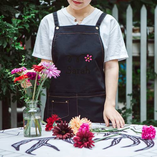 Cotton canvas apron women kitchen baking manicure store restaurant coffee tea shop work clothes apron