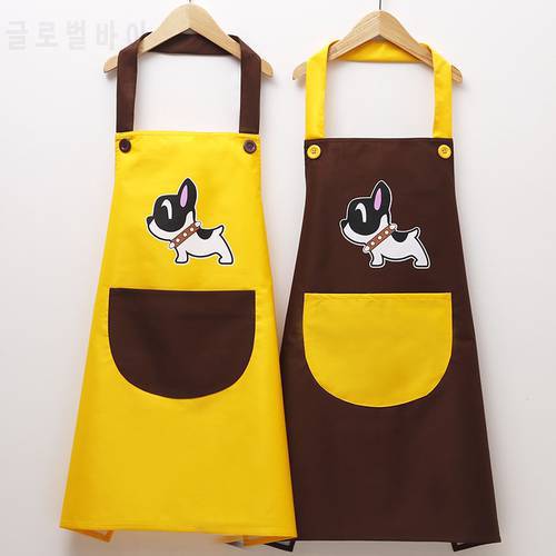 Couple Cute Dog Waterproof And Oil-proof Apron Kitchen Men and Women Adult Gowns