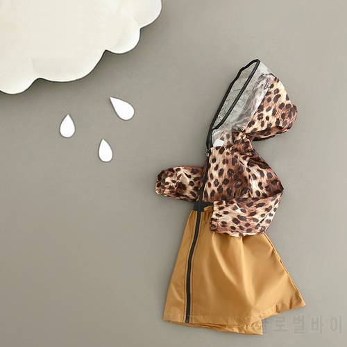 Fashion leopard print impermeable kids raincoat for children rain poncho women rainwear cape transparent brim raincoats,S2115