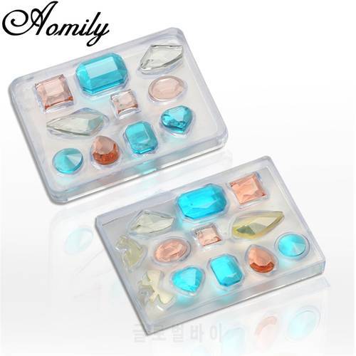 Aomily DIY Handmade Jewelry Mold Necklace EarGemstones Fondant Cake Chocolate Mould Container Crystal Resin Soap Molds