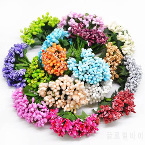 12Pcs/lot Handcraft Artificial Flowers Stamen Sugar Wedding Party Decoration DIY Wreath Gift Box Scrapbooking Cheap Fake Flowers