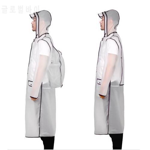 Ladies Women men Plastic Thick backpack Raincoat Rainwear Long Poncho Waterproof Hiking Tour Hooded Schoolbag Rain Jacket