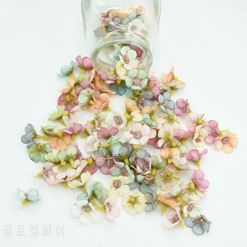 50pcs MINI Silk Daisy Multicolor Fake Flowers Head Scrapbook Wedding Diy Christmas Garland Cheap Artificial Plant for Home Decor