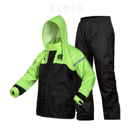 Fashion sports raincoat men motorcycle raincoat suit waterproof rainwear rain jacket poncho +pants Outdoor Fishing 2 Color