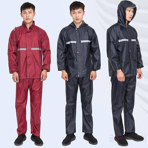Rainfreem Impermeable Raincoat Split Hood Rain Poncho Waterproof Rain Jacket Pants Suit Men women