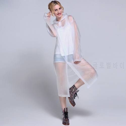 Fashion Women EVA Transparent Raincoat Poncho Portable Light Raincoat NOT Disposable Rain Coat For Adult