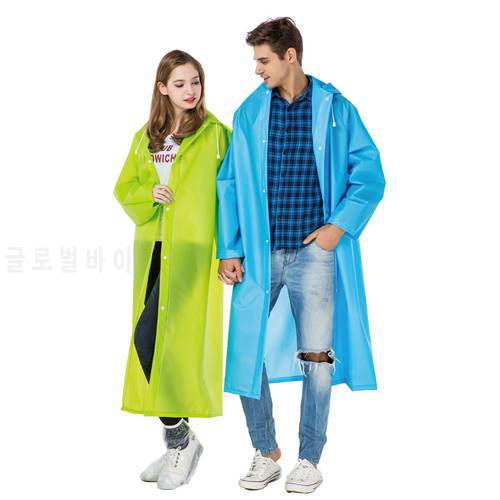 Hot sale translucent Environment plastic Safety Outdoor Travel Waterproof long Raincoat With Hood Over Knee Length free shipping