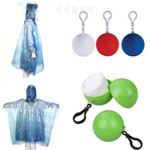 Unisex Raincoat Disposable Portable Rain Jacket Poncho Rainwear Keyring Ball Raincoats plastic raincoat