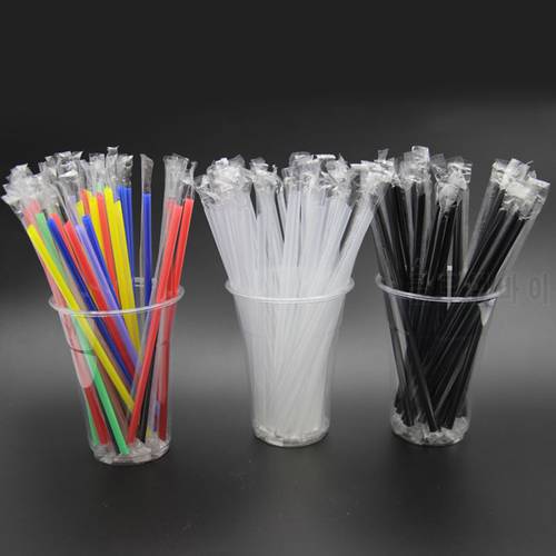 100PCS Clear Individually Wrapped Drinking PP Straws Tea Drinks Straws Smoothies Thick Holiday Event Party Durable