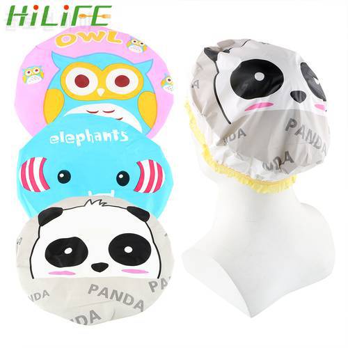 HILIFE Owl Elephant Panda Bath Hair Caps Shower Caps Waterproof Lace Elastic Band Cute Cartoon Animal Shower Hat