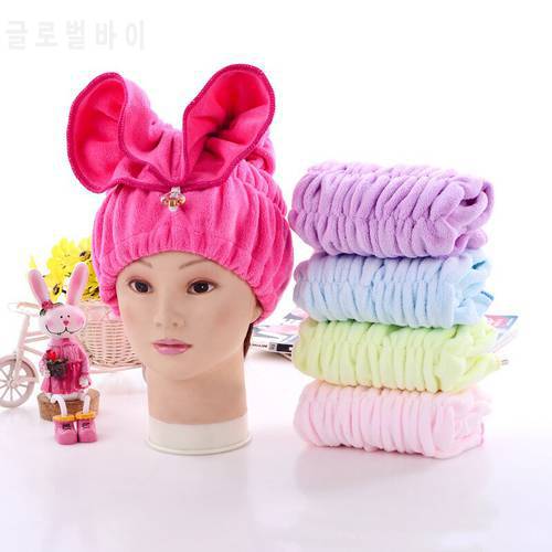 Women Shower Cap Dry Hair Towel Hat Wrap Bath Sauna Bonnet Rabbit head Princess headscarf Bathroom Accessories Soft Absorbent