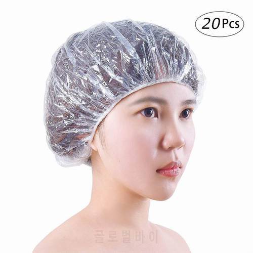 20pcs Disposable Hat Hotel One-Off Elastic Shower Bathing Cap Clear Hair Salon Bathroom Products