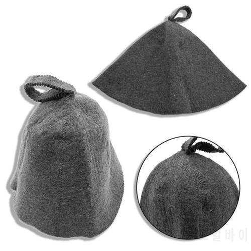 Dark Grey Wool Felt Sauna Hat Anti Heat Russian Banya Cap For Bath House Head Protection sauna room accessories Russian Style