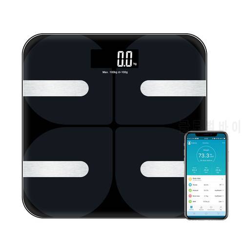 Premium Smart Bathroom Body weight Floor Scales with large LED Display Body Fat Monitor with Free iOS and Android App Bluetoot