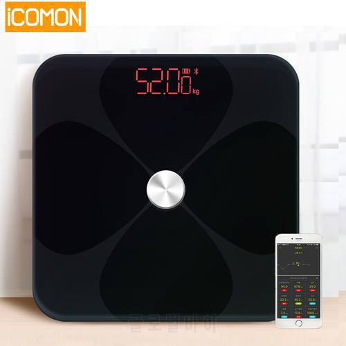 Hot ICOMON i90 Smart Bathroom Weight Scales Floor Body Fat Weighing Scale Smart Bluetooth Body Scale Balance Bluetooth 20 Index