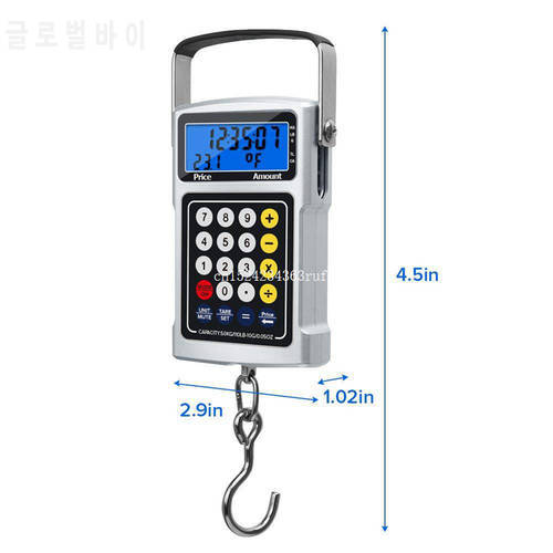 10pcs Digital Scales 7 in 1 Fish Electric Scale Weighing 50kg with a Calculator Tape Measure Backlight