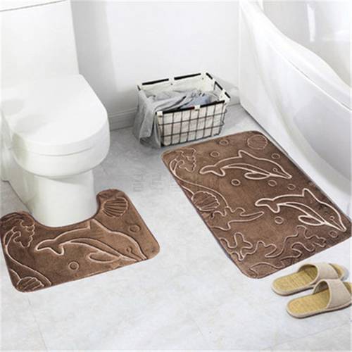 Toilet Mats 2pcs/set Antislip Super Soft Flannel Rugs Carpet For Bathroom And Toilet Bath Rugs Set tapis salle de bain et wc lot