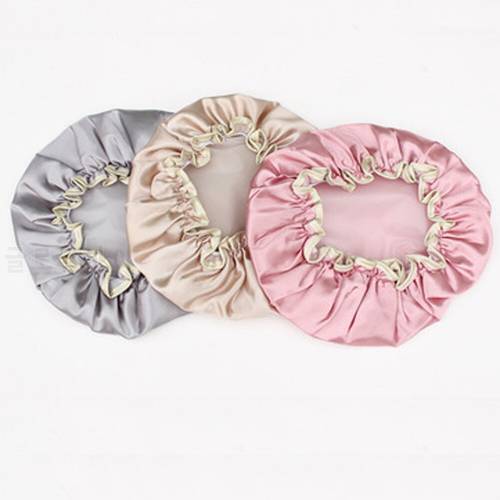 1pc Lovely Thick Women Shower Satin Hats Colorful Bath Bathroom Caps Hair Cover Double Waterproof Bathing Cap Wholesale