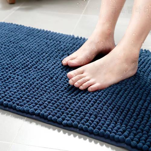 Thicken Chenille Bathroom Mat Non-slip Bath Carpets Quick Absorption Drying Bathroom Carpets Doormat Bathtub Floor Towel Rugs