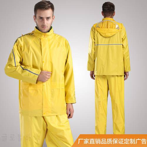 Fashion Yellow rain coat Men Rain Jacket and pants Impermeable Rain Pants for Men Motorcycle Raincoat Pants Rain Suit