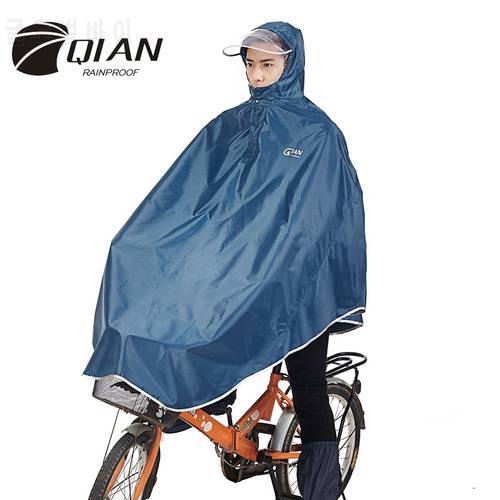 QIAN Men/Women Impermeable Raincoat Electromobile/Bicycle Hooded Rain Poncho Thick Visable Transparent Hood Rain Gear Rain Coat