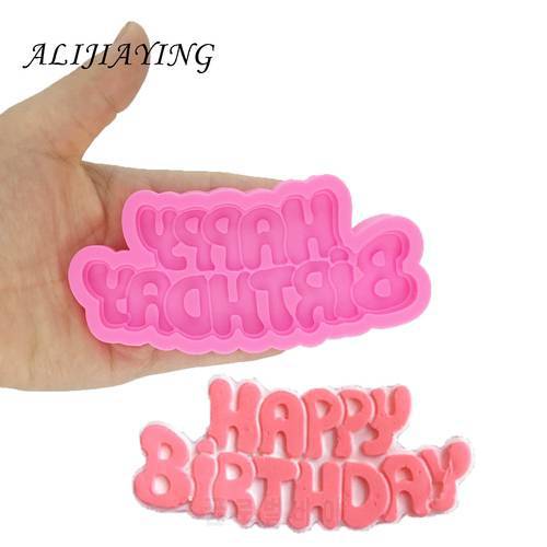 DIY Happy birthday shape Sugarcraft Silicone Molds letter Gumpaste Chocolate Fondant Cake Decorating Tools wholesale D1333