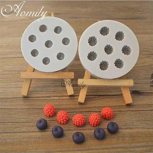 Aomily 8 Holes 3D Blueberry Raspberry Shaped Silicone Soap Candy Fondant Cake Chocolate Kitchen Mould Chocolate Cookies DIY Mold