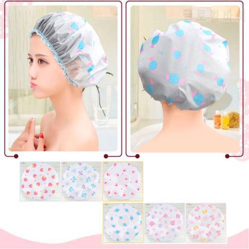 Waterproof Shower Cap Bath Plastic Hat Elastic Bathing Hair Headwear Lady Salon