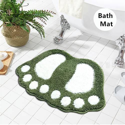 Water Absorption Bathroom Cushion Mat Footprint Shaped Toilet Rugs Non-slip Bath Mat Foot Pad Home Decor Floor Carpet Doormats