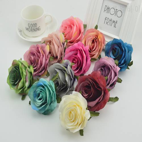 100Pcs High Quality Silk Plastic Roses Wall for Vases Home Wedding Decoration Accessories Cheap Artificial Flowers Scrapbooking