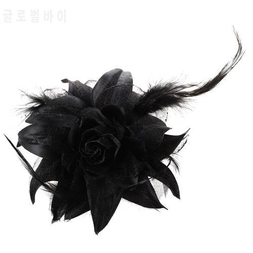 Rose Flower Hat Hair Clip Brooch Pin Black Party Lady Gift 240*180mm