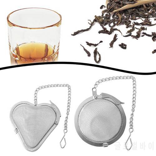 Stainless Steel Tea Strainer Locking Spice Mesh Infuser Tea Ball Filter for Teapot Heart Round Shape Tea Infuser