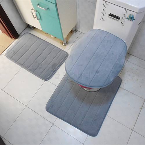 Soft 2pcs Bathroom Bath Mat Set Non-slip U Shape Toilet Mat Floor Rugs Water Absorption Bathroom Decor Carpet Set 50*80+50*60cm