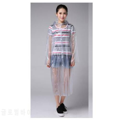 Thickened adult raincoat poncho transparent student conjoined long travel hiking PVC plastic coat cloak
