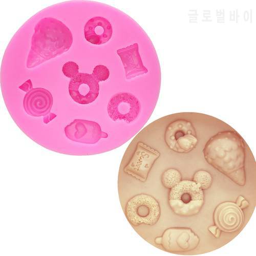 M0371 Lollipop Doughnut Ice cream shape chocolate molds cooking tools silicon Mould Fondant Decorating tools