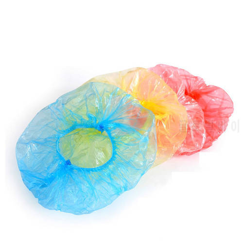20pcs Colorful Disposable Shower Caps Bathing Caps Hotel One-Off Elastic Shower Cap Clear Hair Salon Bathroom Products