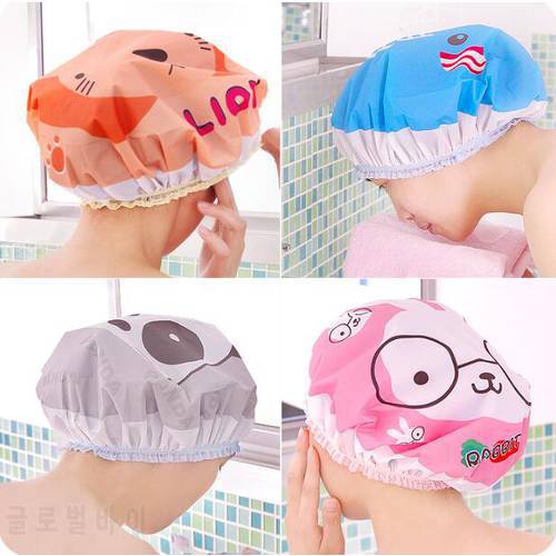 Cartoon Shower Cap Thickening Cap Waterproof Adult Women&39s PVC Shower Caps 5 Pieces/Lot
