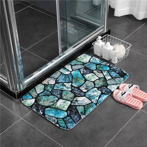 Colorful Stones Bath Mat Set Thicken Flannel Bathroom Carpets Toilet Rugs WC Room Floor Pads Tapis Salle De Bain 45*75 45*120cm