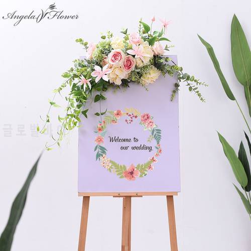 DIY wedding props welcome card flowers hotel water sign creative sign floral decor road lead flores artificial flower wall ball