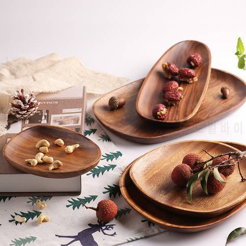 Creative Dried Fruit Dish Japanese-style Solid Wood Food Serving Tray Snack Desserts Dishes Household Dinnerware Plate