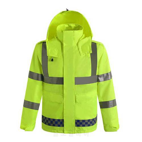Outdoor Cycling Road Traffic Reflective Warning Security Warterproof Windproof Raincoat Night On Duty Clothing